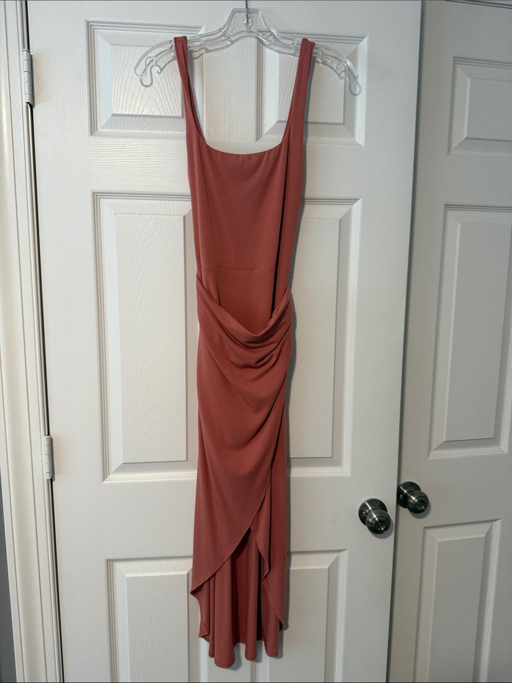 Wilfred Rust Draped High-Low Midi Dress